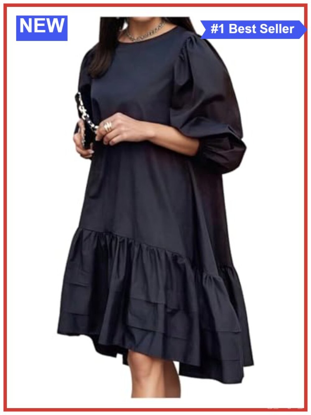 Women's Puff Sleeve Peplum Formal Short Dress Tiered Ruffle
